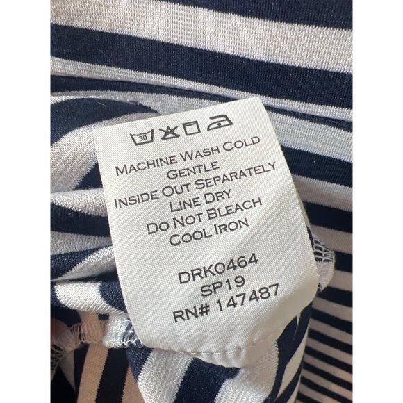 Draper James Striped Ponte Knit A Line Nassau Navy and Pink Mini Fit and Flare X - Picture 13 of 14